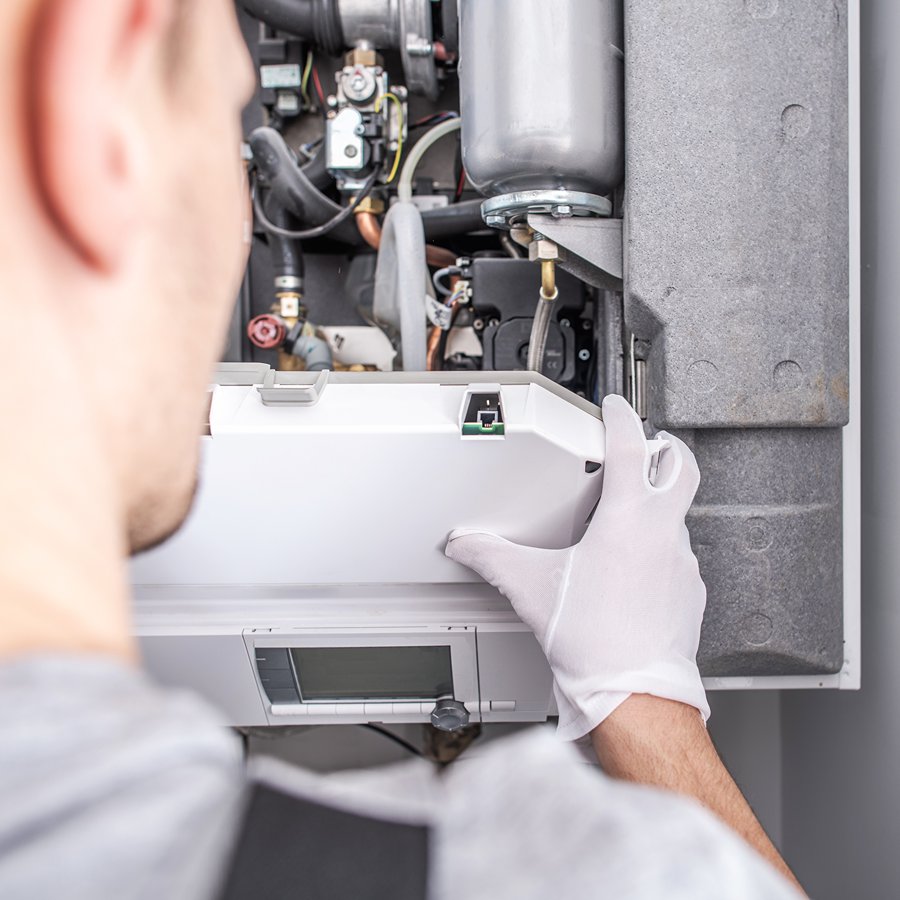 working on furnace